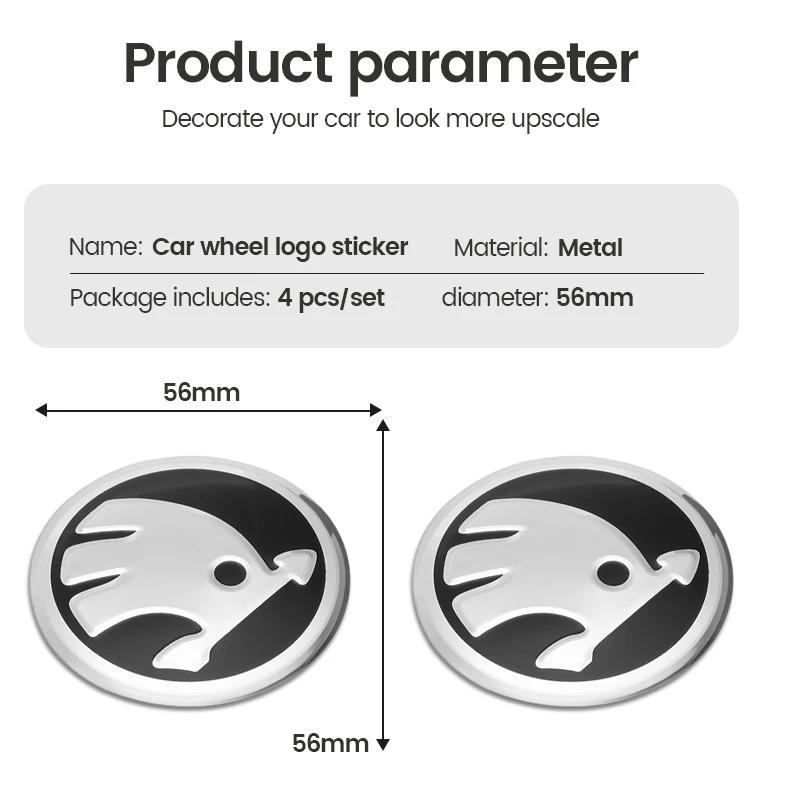 pcs 56mm Car wheel hub cover badge stickers For Skoda Octavia Fabia Kamiq Kapoq Kodiaq Rapid SCALA Superb VRS Car Accessories