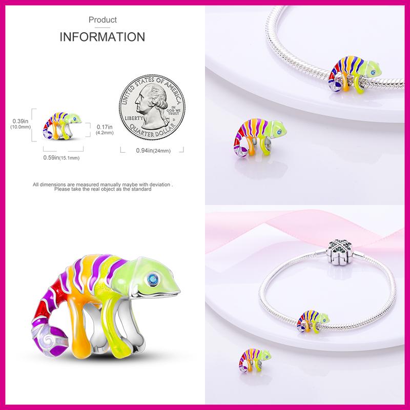 925 Sterling Silver Spring New Animal Beads Fit for Original Bracelet Jewelry Making Butterfly Firefly Chameleon Charms