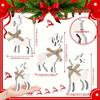 3Pcs Christmas-Themed White Reindeer Decorative Ornaments Made Of PVC Material - With Jute Rope Bows, Suitable For Tabletop And Holiday Atmosphere