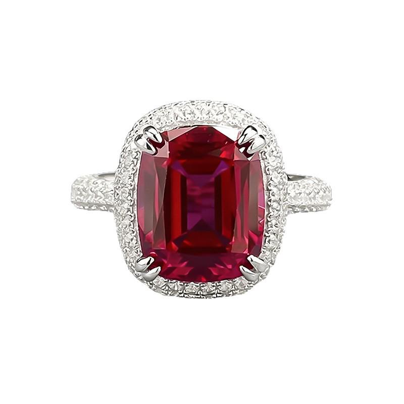 Xian Can Jewelry Серебро S925 Кольцо с паве 9x11 мм Цвет «Голубиная кровь», Европейский и Американский стиль, Прямой эфир Xiaohongshu.