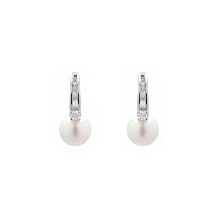 Boucle d Oreille Luxenter en alliage métallique et finition Rhodium perle blanche - Sewi