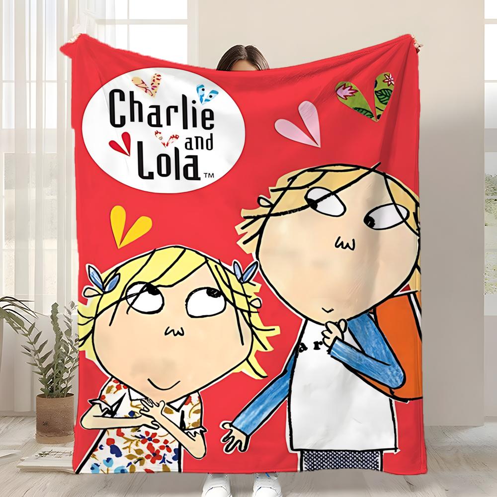 Anime Charlie and Lola Throw Kid-Friendly Flannel Throw Blanket Soft Warm Anti-Static Washable All Season
