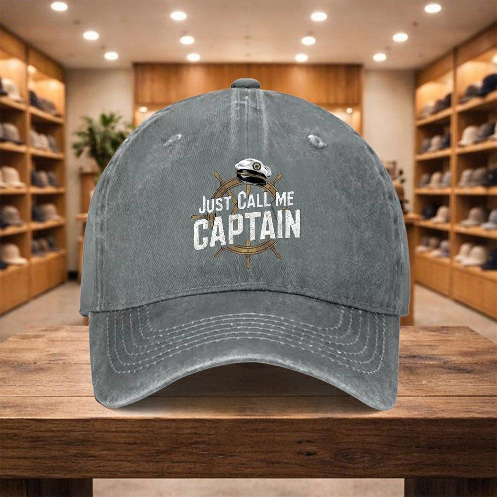 pc Adjustable Duckbill Baseball Cap with Just Call Me Captain Text Lightweight Unisex Snapback Hat Suitable for Sports Tra