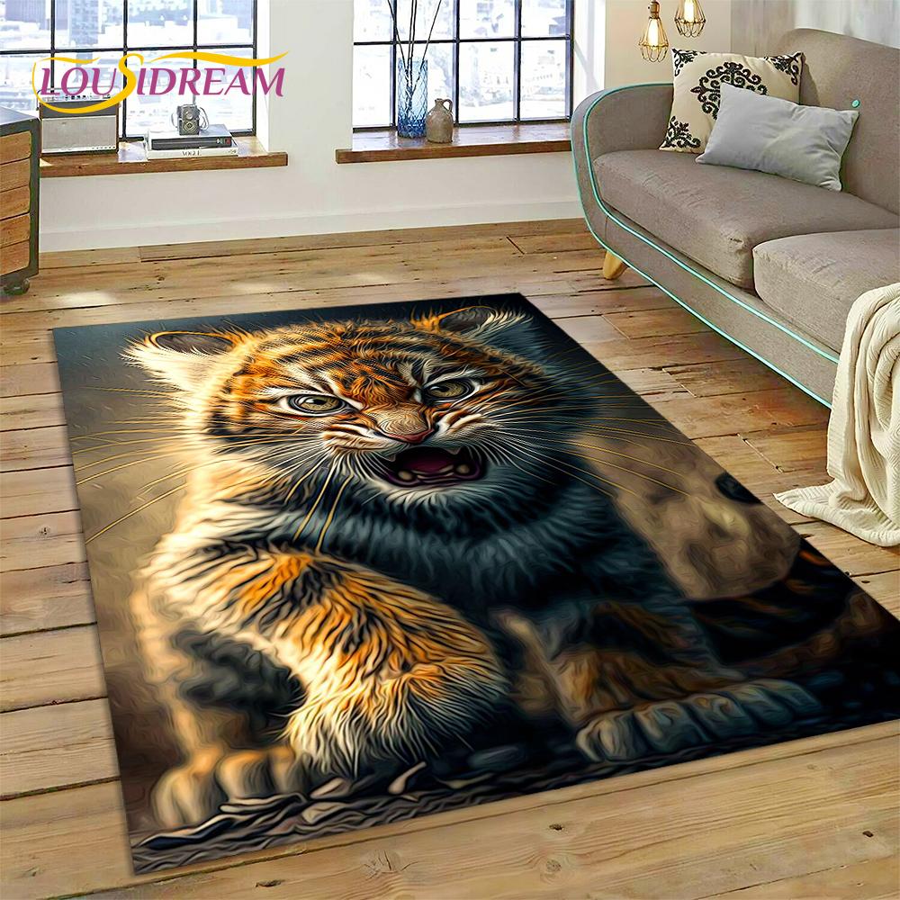 3D зверь, тигр, лев, животное, дикая природа, мультяшный ковер, ковер для дома, гостиной, спальни, дивана, коврик для двери, декор, детский коврик, нескользящий коврик