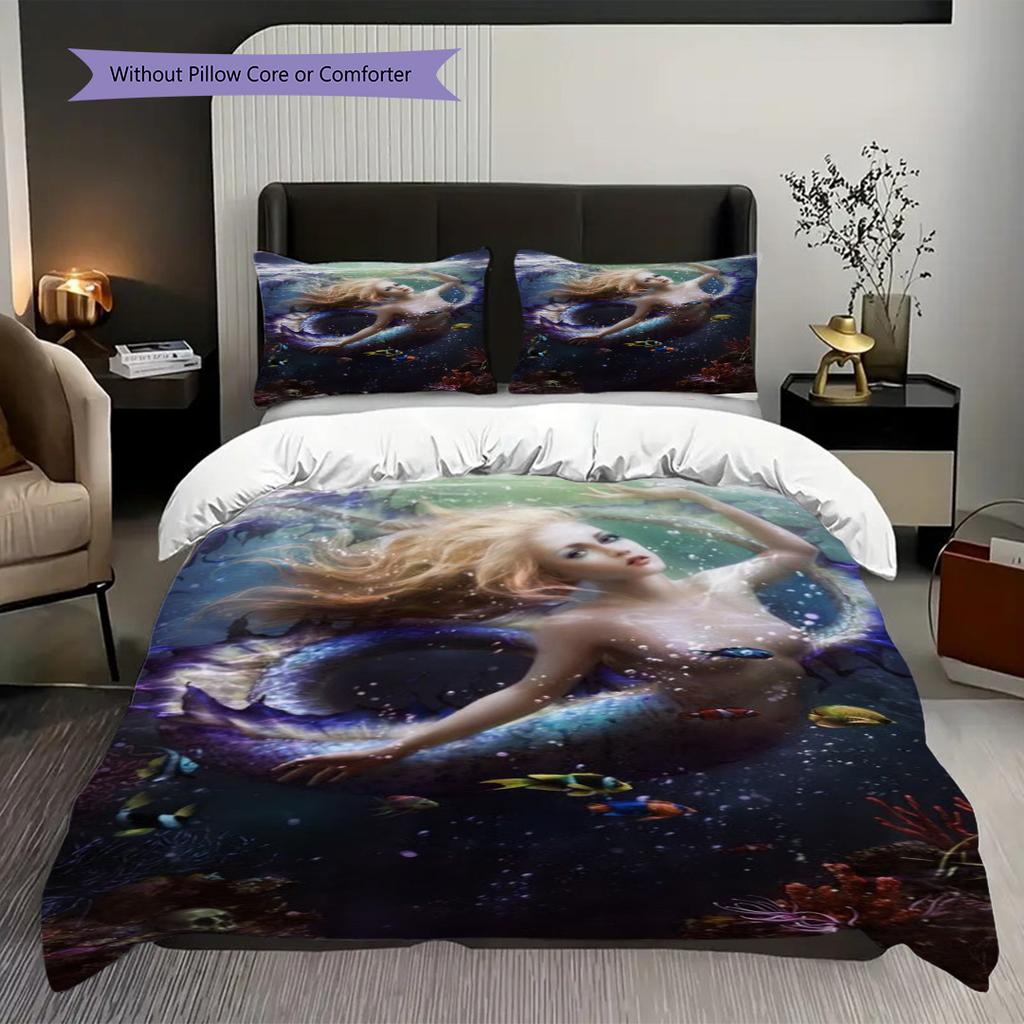 Mermaid Fantasy Underwater Dreams Set Threepiece Set 1 Duvet Cover 2 Pillowcase Without Core Christmas Birthday Gift Bedding Set
