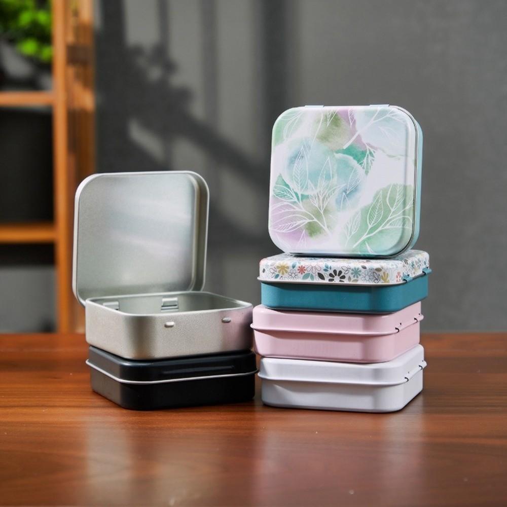 Square Shape Candy Storage Box Metal Material Flip Storage Box Mini Sealed Jars for Candy Storage