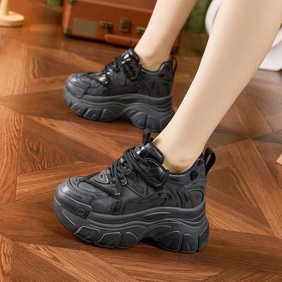 Женские 2025 Осень Ретро Потертые Туфли на Платформе в Стиле Папа: Трендовая, увеличивающая рост, универсальная обувь