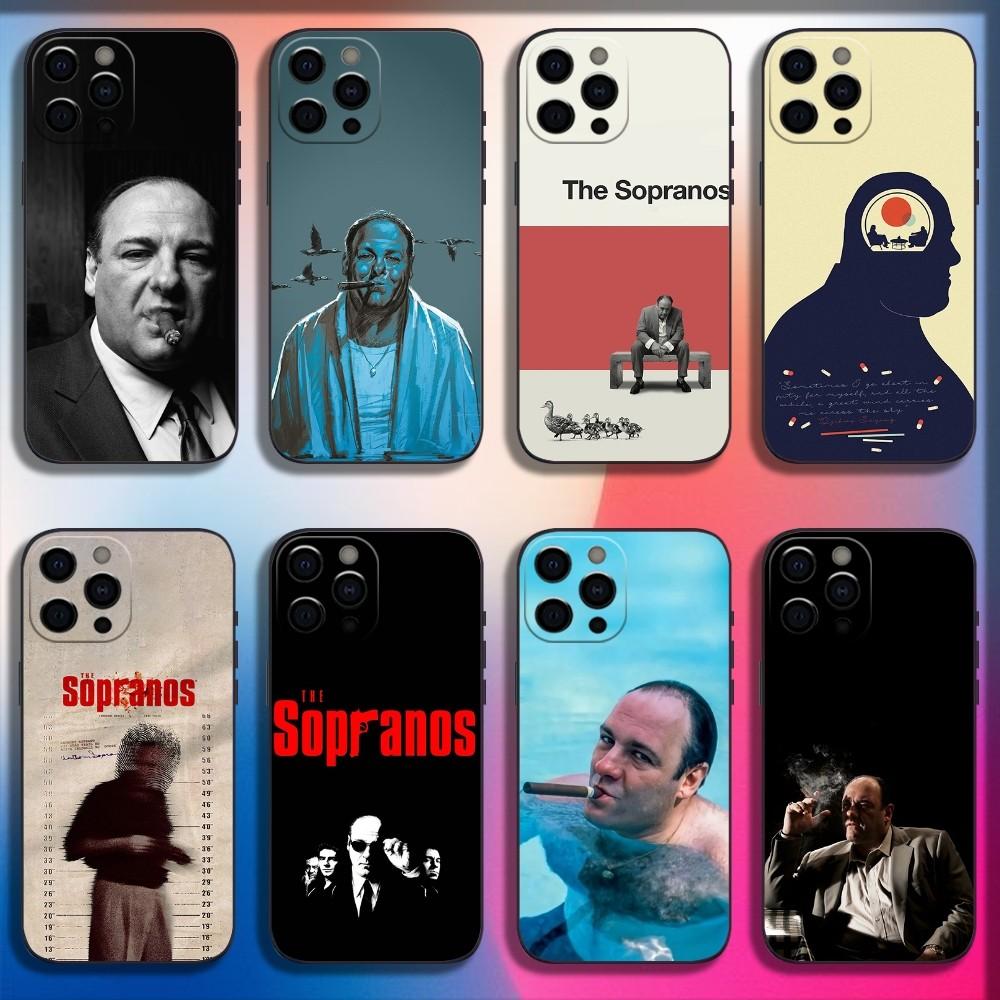 Чехол для телефона-телевизора S-Sopranos для iPhone 16,15,14,13,12,11,Pro,X,XS,Max,XR,Plus,Mini Мягкий черный чехол