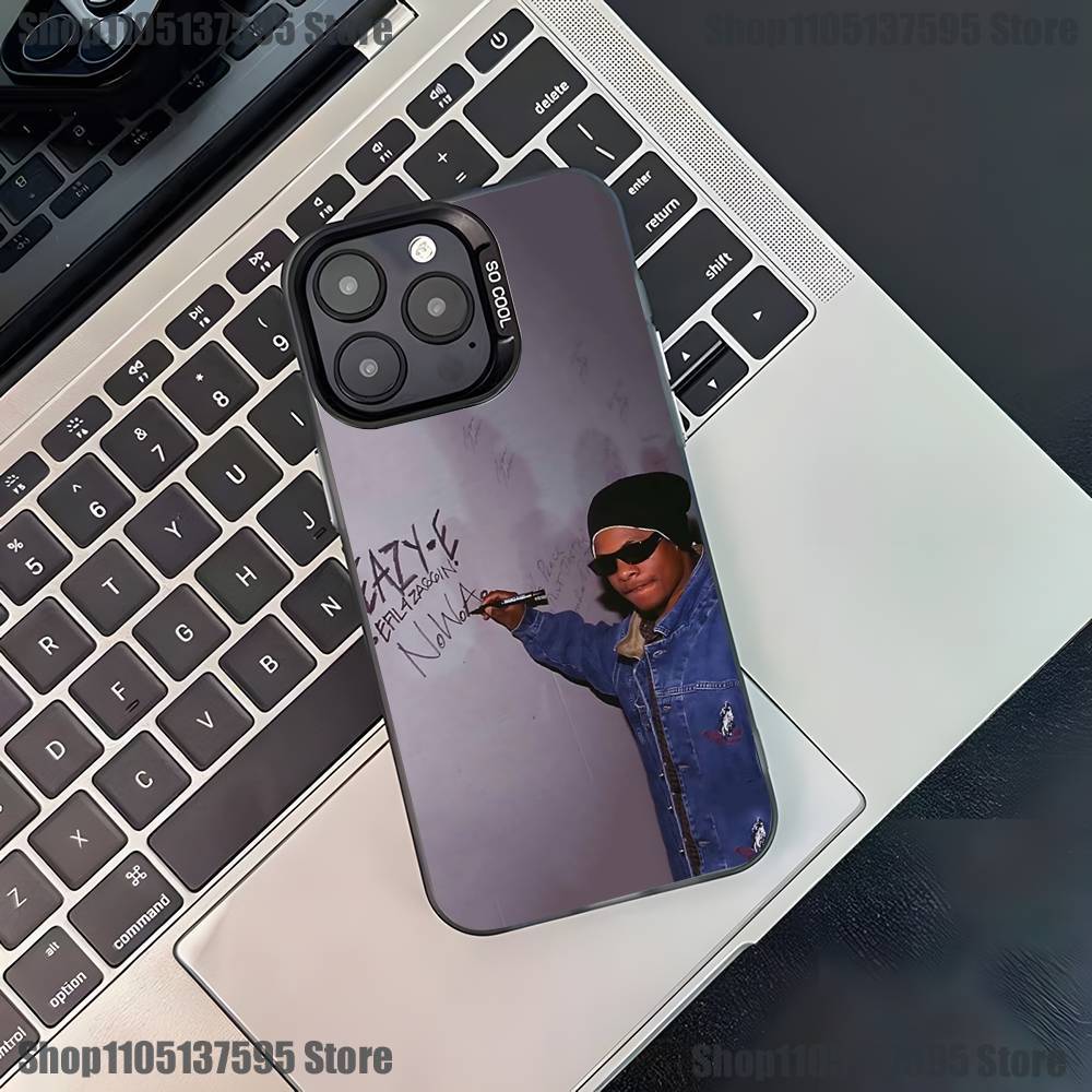 Чехол для телефона рэпера E-Eazy E для iPhone 16,15,14,13,12,11,Pro,XS,Max,Plus,Mini,SE4,E Черный Матовый Ударопрочный Чехол