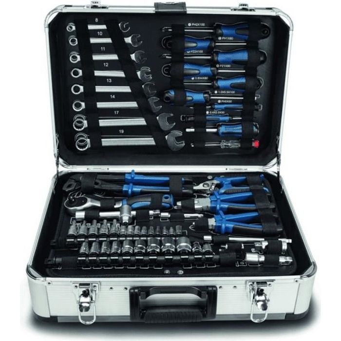 102-piece Tool Case - SCHEPPACH - TB150 - Chrome Vanadium Steel Tools - Aluminum Case, Lockable