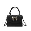 Fashionable Handbag with Bows In Spring New Solid Color One-shoulder Crossbody Bag Fashionable Gentle Small Square Bag Women