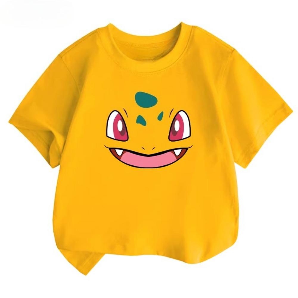 Potdemiel Pikachu Print Children's T-Shirt, New Summer Style, Casual, Comfortable, and Breathable Children's Top