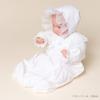 Комплект кремового платья для церемонии из органзы и кружева и для новорожденных, подходит для всех, сделан в размерах 3 предмета (Двустороннее платье по всей поверхности, шляпа, афган)