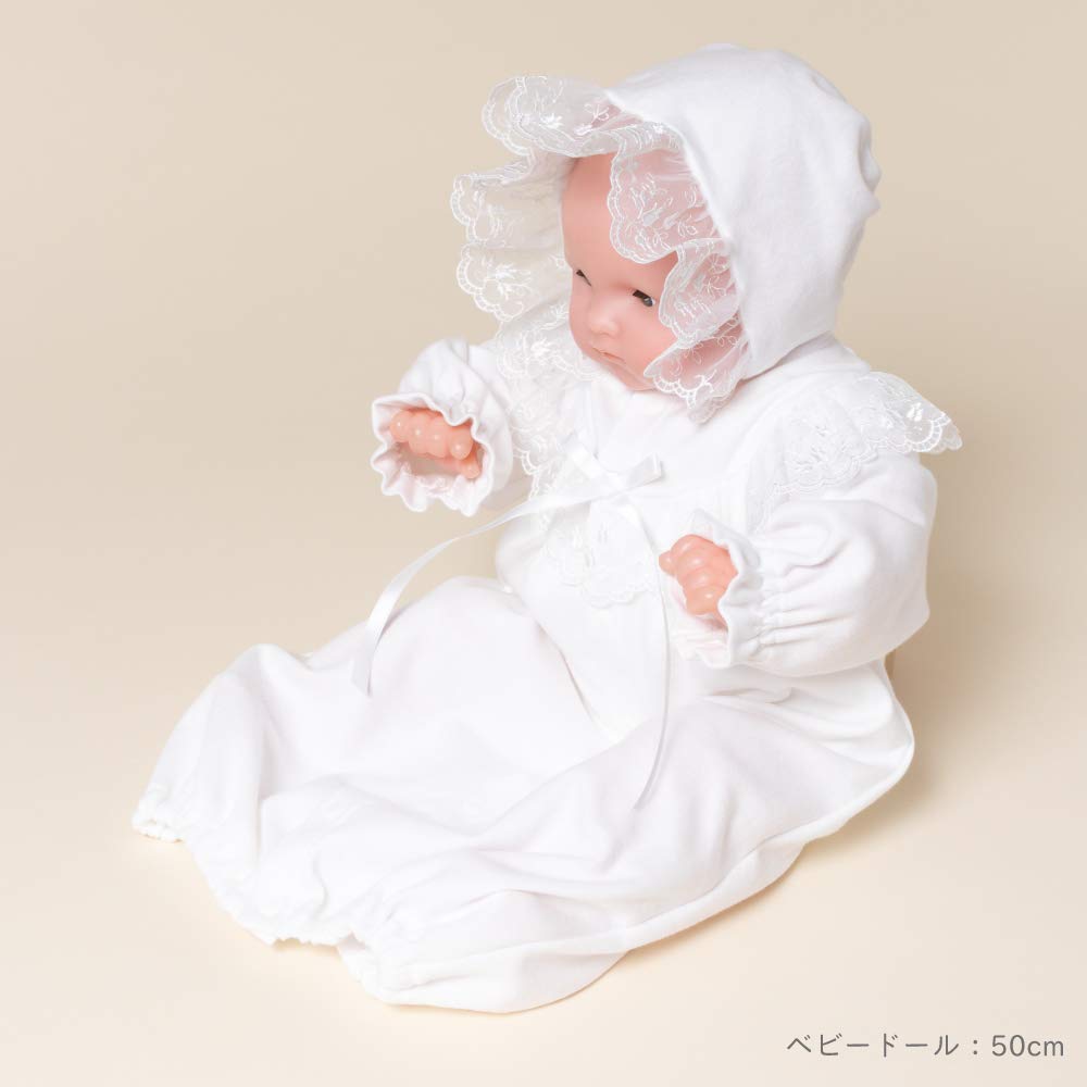 Комплект кремового платья для церемонии из органзы и кружева и для новорожденных, подходит для всех, сделан в размерах 3 предмета (Двустороннее платье по всей поверхности, шляпа, афган)