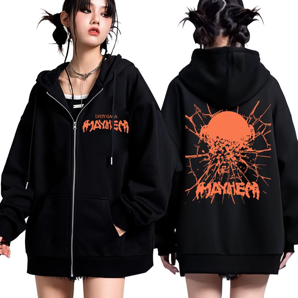Певица Леди Гага The Mayhem Ball Tour Толстовки на молнии Мужские Женские Винтажная Мода Харадзюку Свитшот Оверсайз Флисовые Пальто