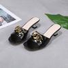 Women Slippers Women's Mules Slides Shoes Female Clear Sandals With Chain Thin Heels Open Toe Outdoor Party Footwear