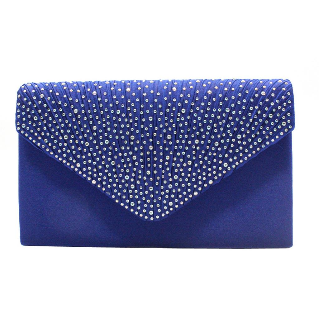 Women's Fashion Elegant Silk Belt Drill Clutch Evening Prom Handbag Purse