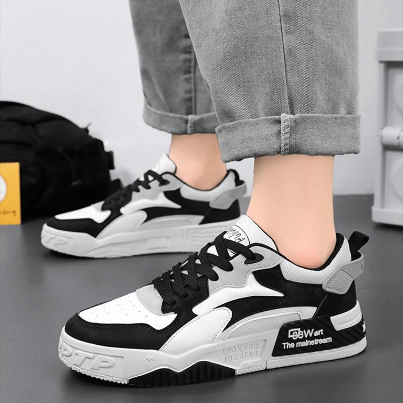Новые осенние мужские кроссовки, мужская удобная обувь на платформе, тренд 2024 года, вулканизированная обувь на шнуровке, белые повседневные кроссовки Zapatillas
