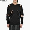 Men Long Sleeve Hollow Casual Loose Pullovers Cutout Tops