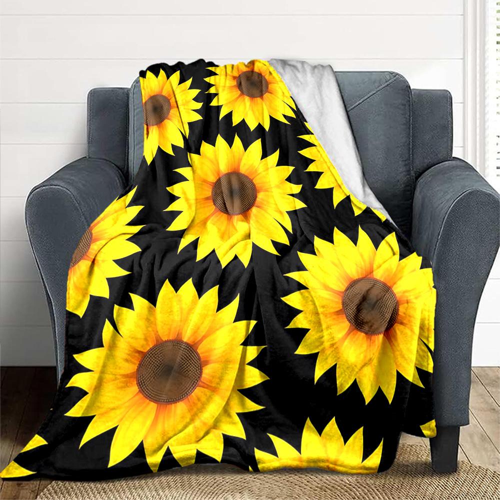1pc Sunflower Pattern Blanket Warm, Cozy, And Soft, Suitable for Sofas, Beds, Cars, And Office Use.Perfect for Camping And Travel, Making It a Great G