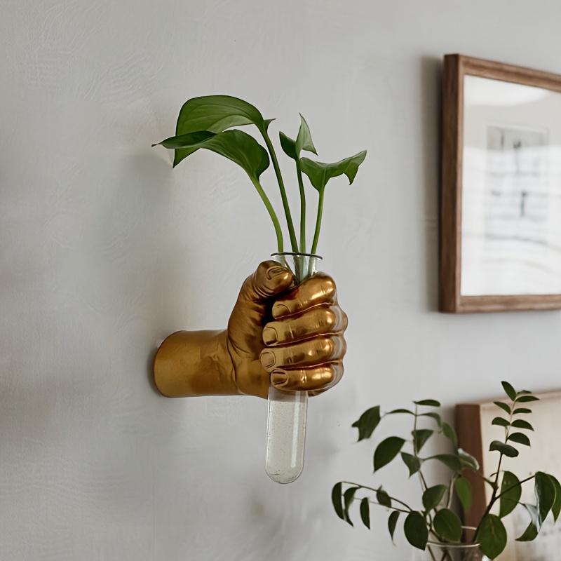 [Современная полимерная ваза] 1 шт. Современная геометрическая полимерная настенная ваза | Настенный держатель для цветов в виде рук для современного дома и декора отеля