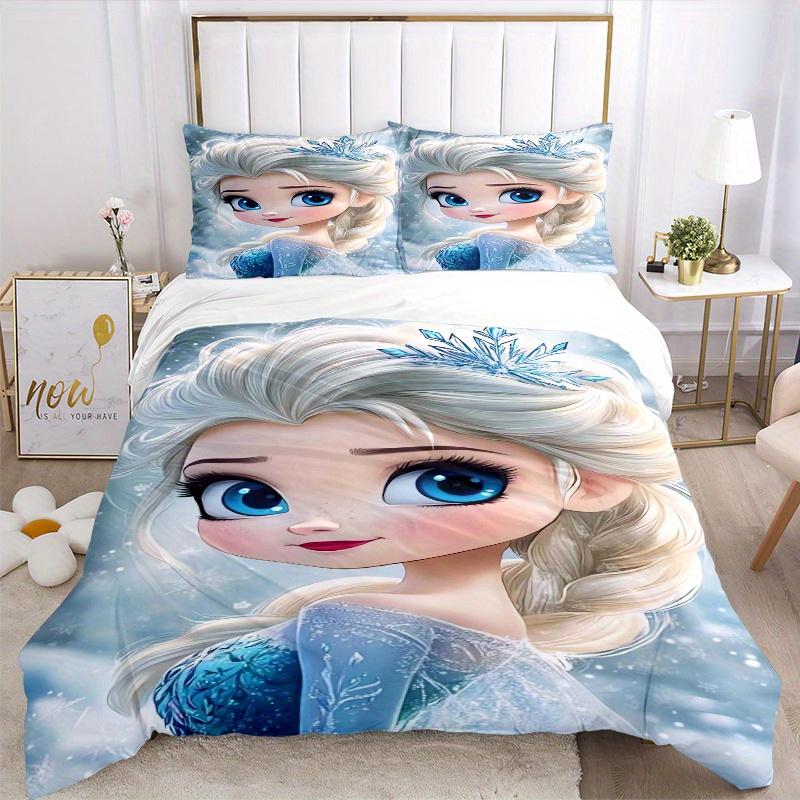 3pcs Elsa Frozen Snowflake Bedding Set, Including 1 Quilt Cover and 2 Pillow Shams, Without Filling, Soft and Comfortable Home Bedroom Fabric, Fa
