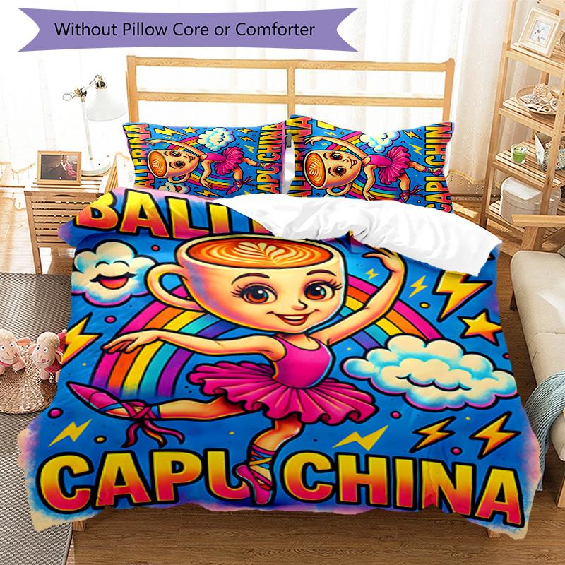Brainrot 3pcs Bedding Set Duvet Cover Closure Includes 1 Duvet Cover & 2 Pillowcases for All Seasons Bedroom Home Dorm Decor