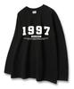 Union Garments 1997 Логотип с номером Свободный крой Футболка с длинным рукавом Черный [Базовая Или В рубчик]