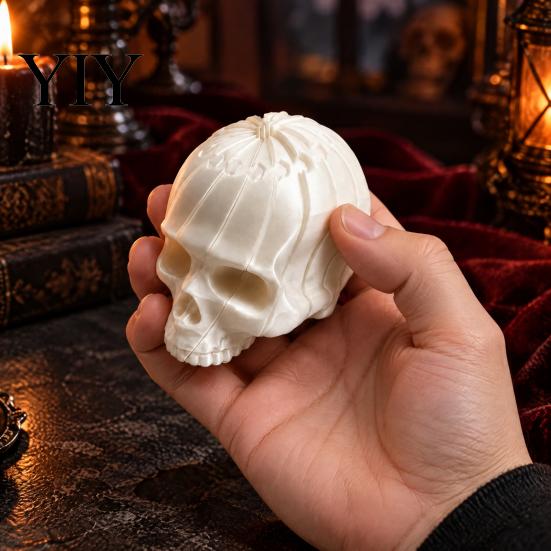 Small Resin Style Craft 3D Printed Skull Figurine, Desktop Fidget Toy, Creative Decompression Sensory Halloween Theme Figurine Toy for Party