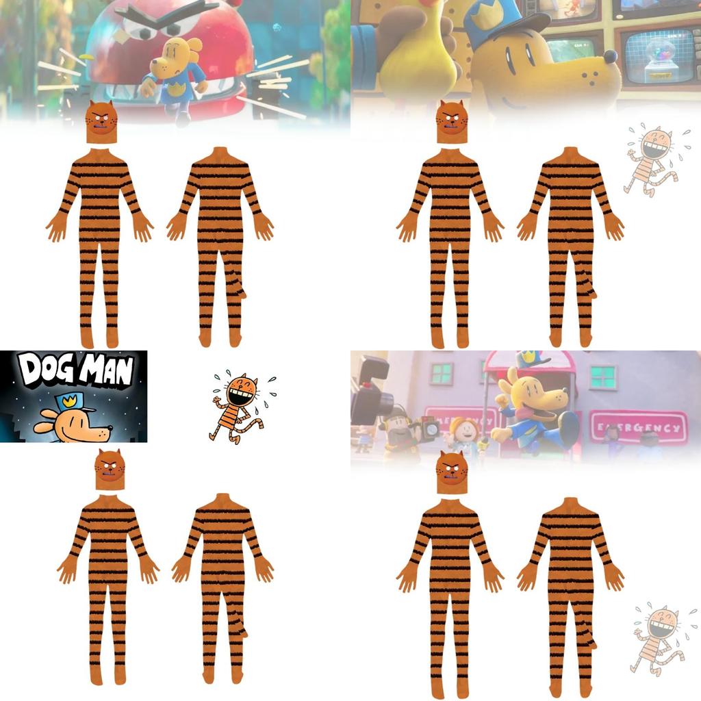 Dog Man Halloween Costume For Kids Featuring Adorable Pitty Cat Design Perfect For Cosplay