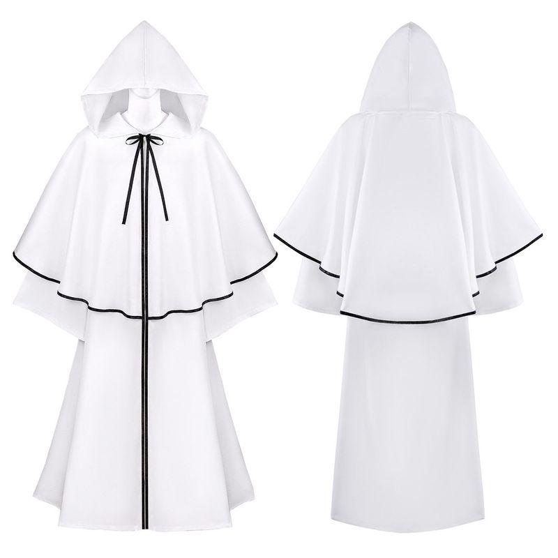 Средневековый Большой Плащ с Капюшоном Длинные Рукава Плащ Костюм для Хэллоуина Представления Мантия Волшебник Смерть Кос Одежда.