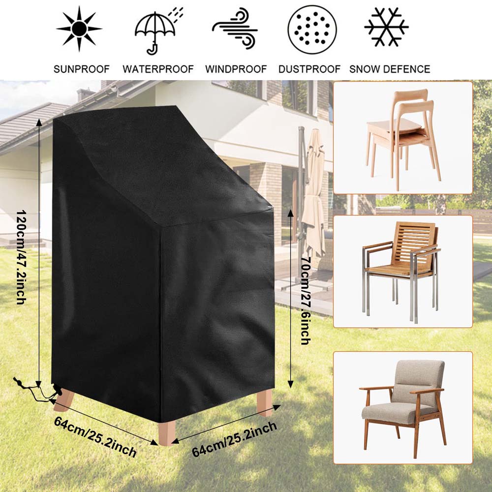 210D Waterproof Stacked Chair Organizer Bag Outdoor Garden Patio Dustproof Furniture Cover Protector