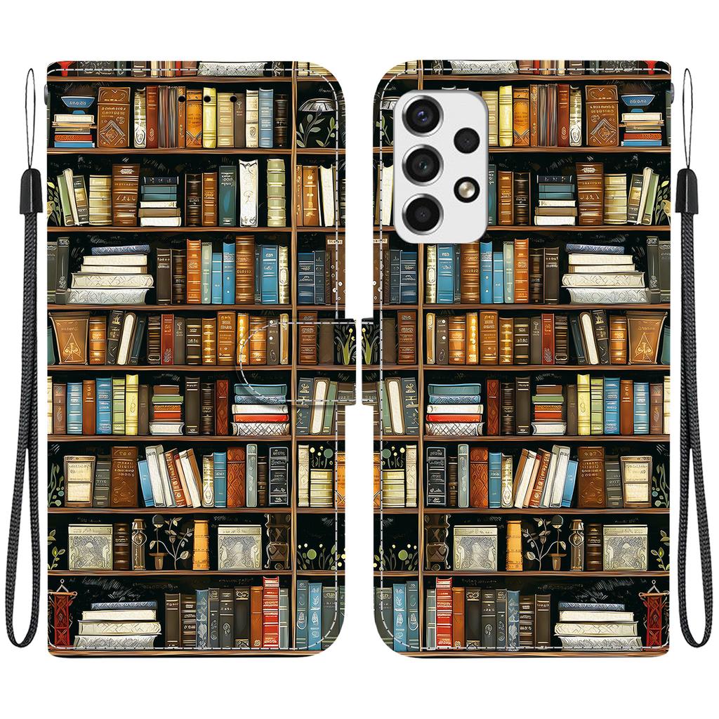 Handmade PU Leather Flip Case for Samsung Galaxy A53 5G (A536B/A536U/A536...)- Anti-Slip Shockproof Cover with Wrist Strap & Heart/Rose Cat Designs