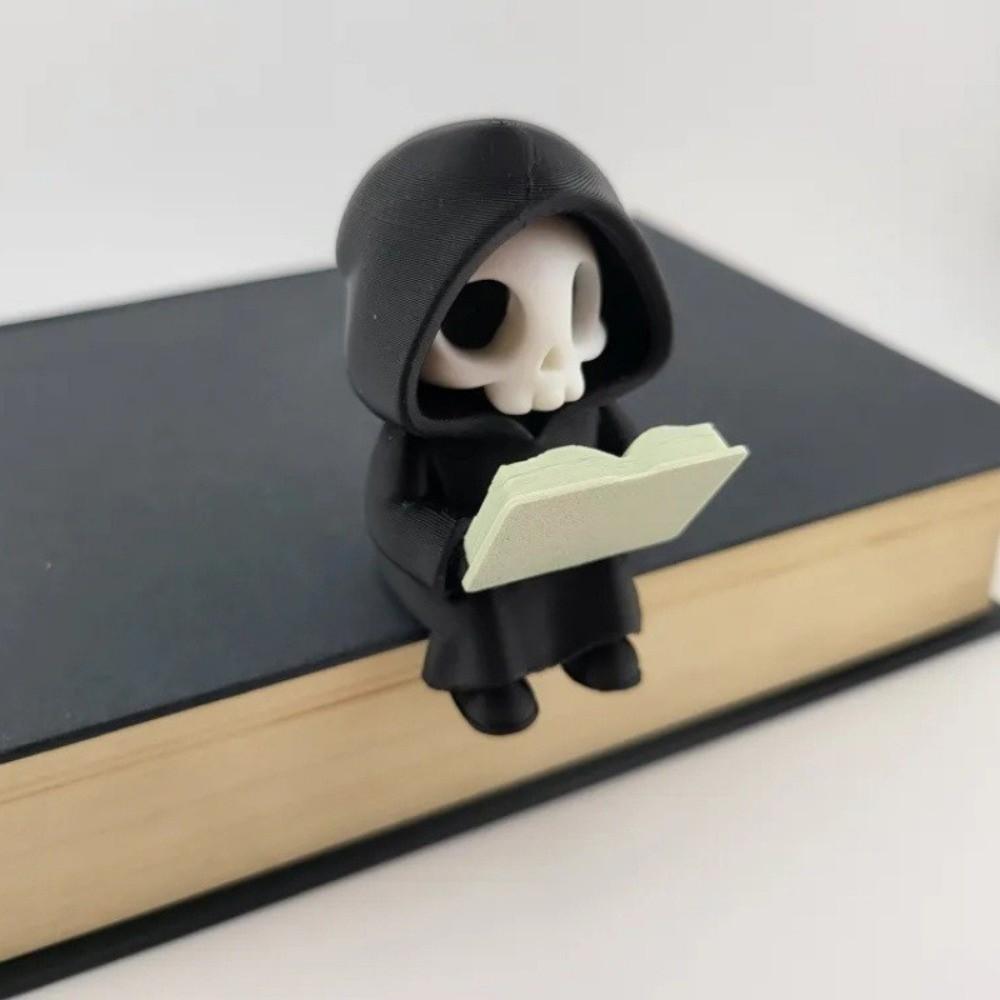 Cartoon Gothic Decoration 3D Printed Reading Pose Ghost Statues Cute Ghost Ornaments Desktop Use