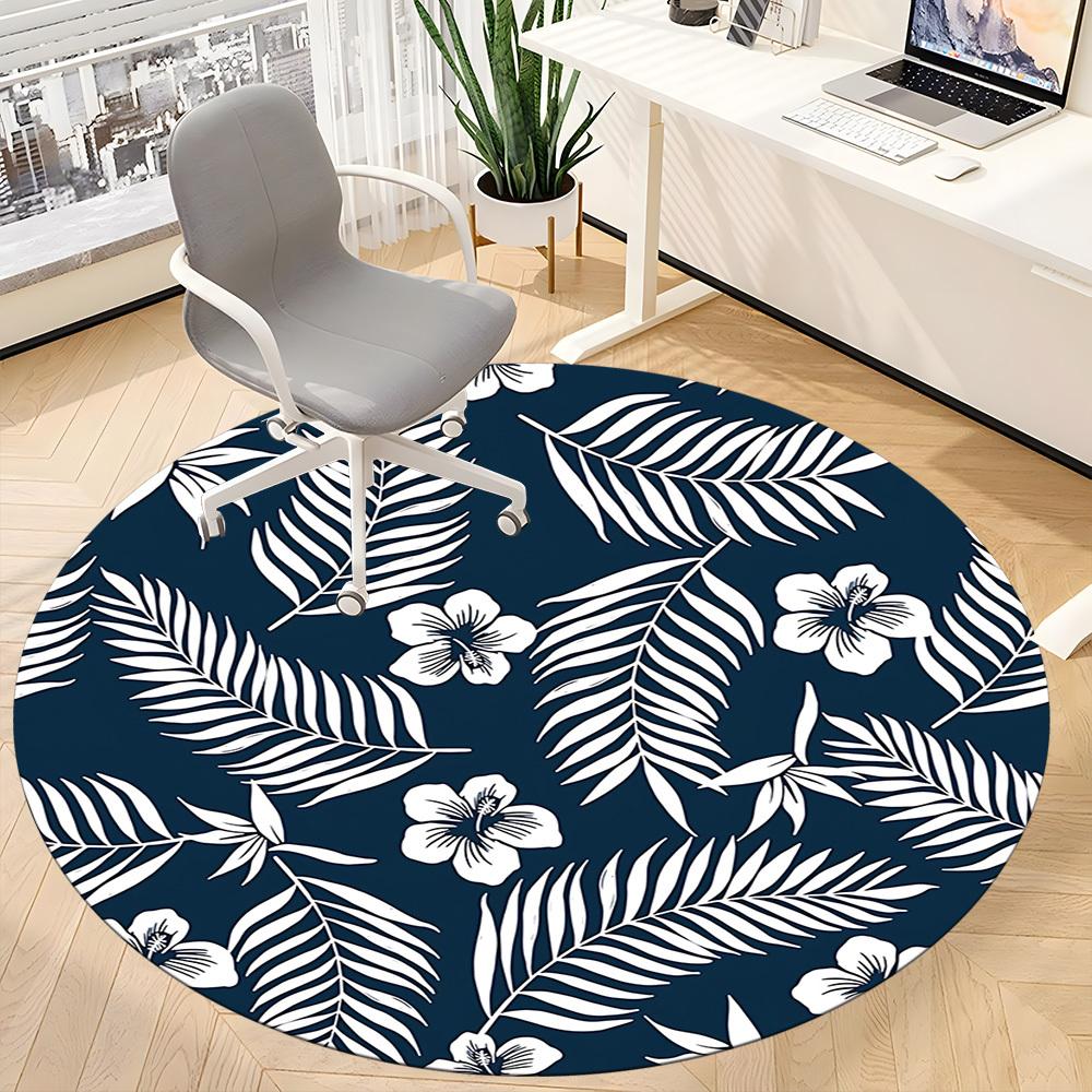 1pc Tropical Leaves Pattern Chair Carpet for Office Non Slip, Lightweight, Machine Washable Rug for Office Holiday Decor