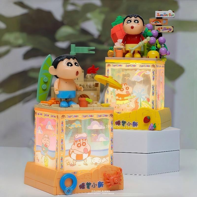 Crayon Shin Chan Building Blocks Small Particles Assembly Toy Night Lamp Bedroom Decor Ornament 2025 New Girl Birthday Gift