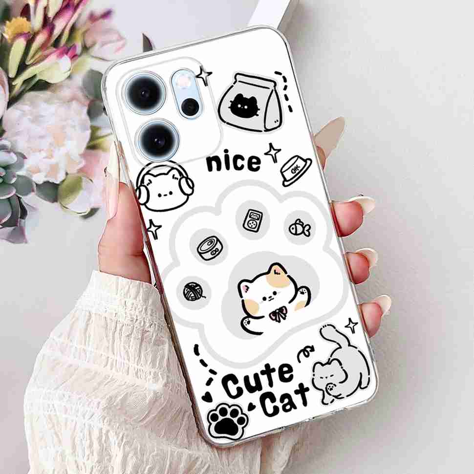 For Oppo Reno14 F 5G CPH27436.57" Case Colorful Butterfly Flowers TPU Soft Silicone Cover For Oppo Reno 14 F RENO14F Phone Cases