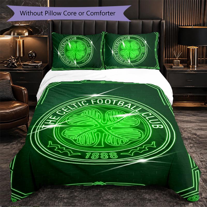 Celtic FC Themed Bedding 3Pcs Duvet Cover Set Decorative Bed Linen For Teen Room Home Decoration