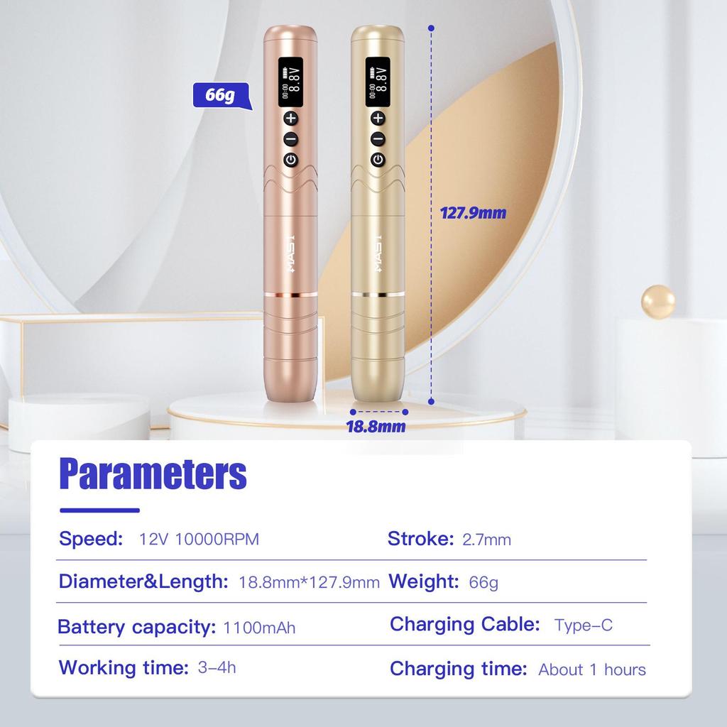 Mast Nano2 Tattoo Pen Machine Беспроводной микроблейдинг с вращающимся ЖК-дисплеем, легкая батарея 1100 мАч для бровей, подводки для глаз, губ, кожи головы и точечных татуировок