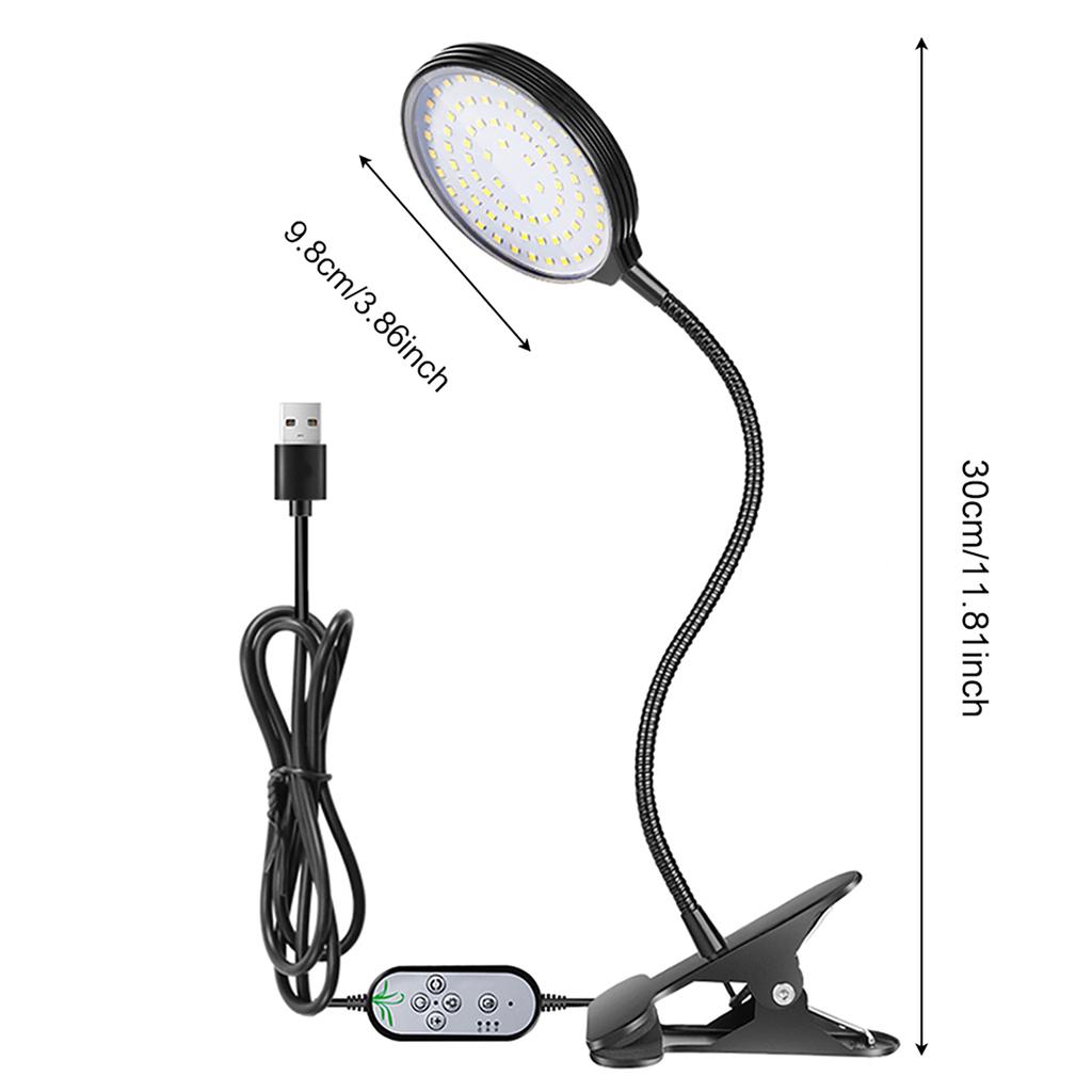 USB Лампа для выращивания растений 78 светодиодов Солнечный свет Полный спектр Регулируемая Настольная лампа с зажимом для выращивания комнатных растений 5 уровней яркости