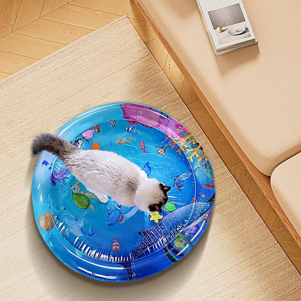 100cm Water Sensory Play Mat Thickened Inflatable Water Mat For Cat And Dog Pet Playmat With Sea Ocean Theme Sensory Water Pad