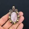 Rose Quartz Gemstone Pure Copper Wire Wrapped Handmade Pendant Jewelry Gift