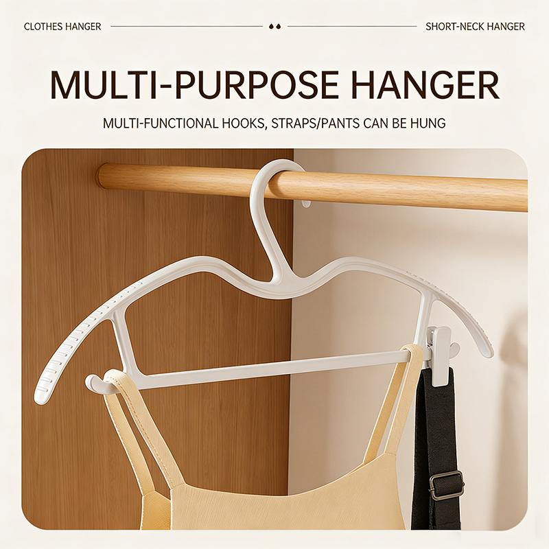 Wide Shoulder Clothes Hangers 10 Pack Non Slip Mark Free with Short Neck for Suit Shirts Coats Home Wardrobe Closet