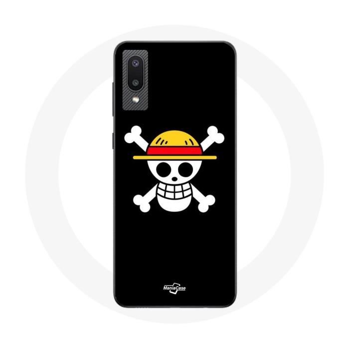 Coque pour Samsung Galaxy A02 One Piece Manga Tete de Mort Fond Noir