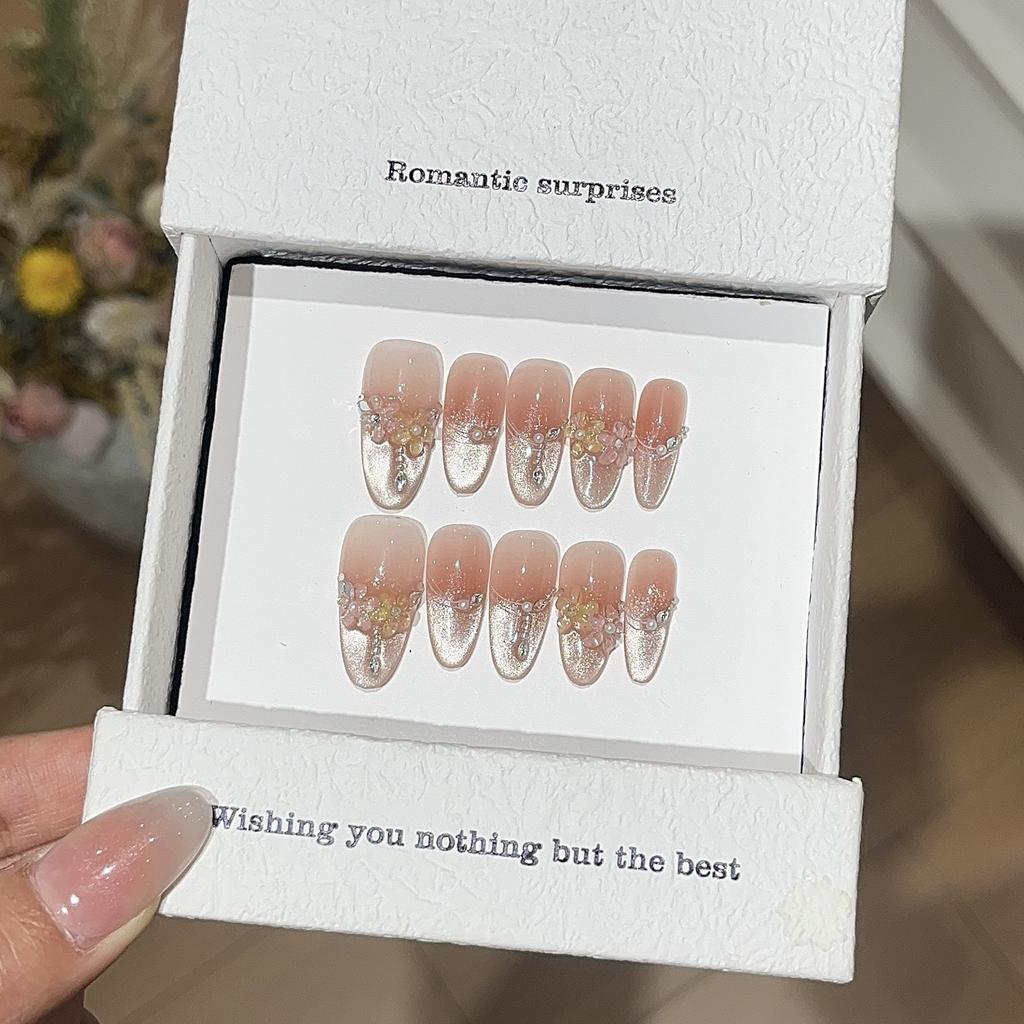 Sweet Dream Flower Spring Girly Flower Sticker Pink Cat Eye Chain Pearl Diamond Wear Armor