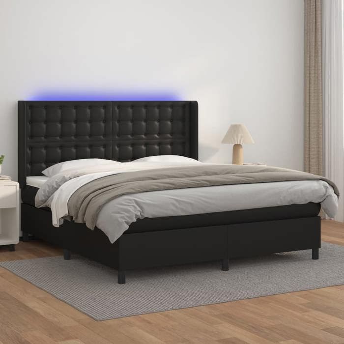 VidaXL Slat Bed Base with Mattress and LED, Upholstered Bed, Double Bed, Adult Bed for Interior Bedroom, 3139397