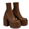 New Waterproof Platform Thick High Heel Side Zipper Women's Boots Large Size Warm Cowboy Short  Elastic Boots Leather Boots