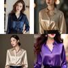Womens Satin Purple Business Shirt With Long Sleeves For Office And Workwear