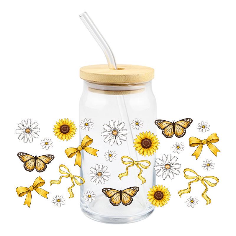 UV DTF Transfer Crystal Stickers: Summer Floral & Fruit Designs for DIY Glass Decor, Waterproof & Heat Resistant
