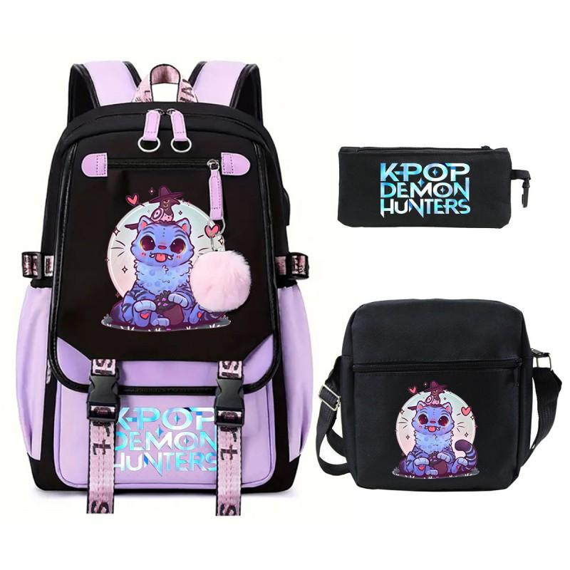 Kids Printed Backpack School Use Lightweight Oxford Fabric Bag With Arc Shoulder Straps 20-35L Capacity Neutral Style